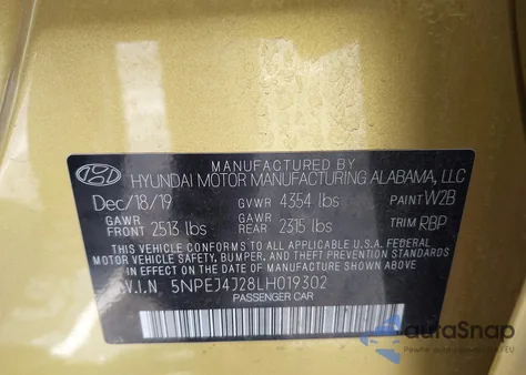 2020 Hyundai Sonata Sel Plus из США, поврежденный, VIN 5NPEJ4J28LH019302